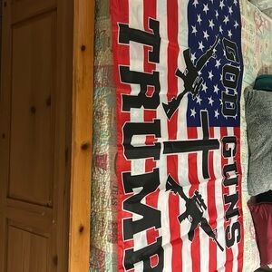 God, Guns and Trump 60x36 w/ two metal grommets.